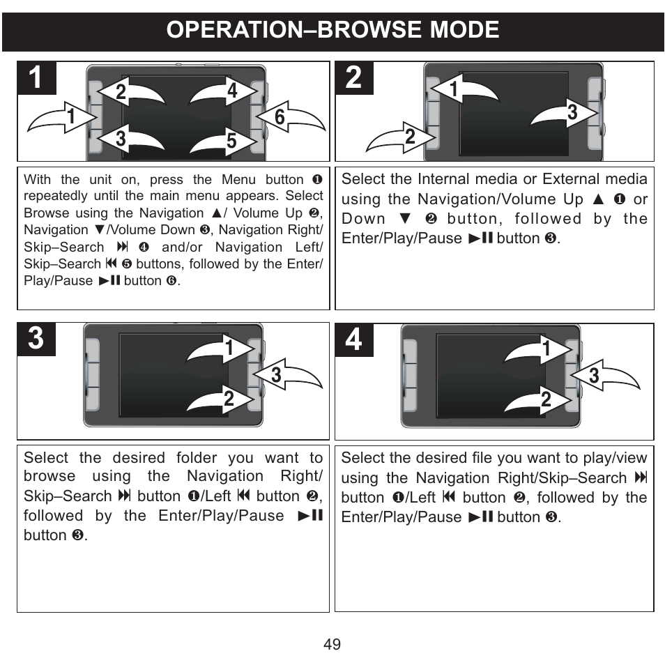 Operation–browse mode | Memorex MMP9008 User Manual | Page 50 / 142