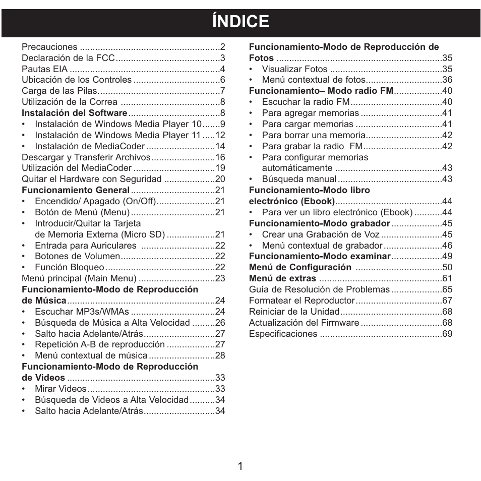 Índice | Memorex MMP9008 User Manual | Page 72 / 142