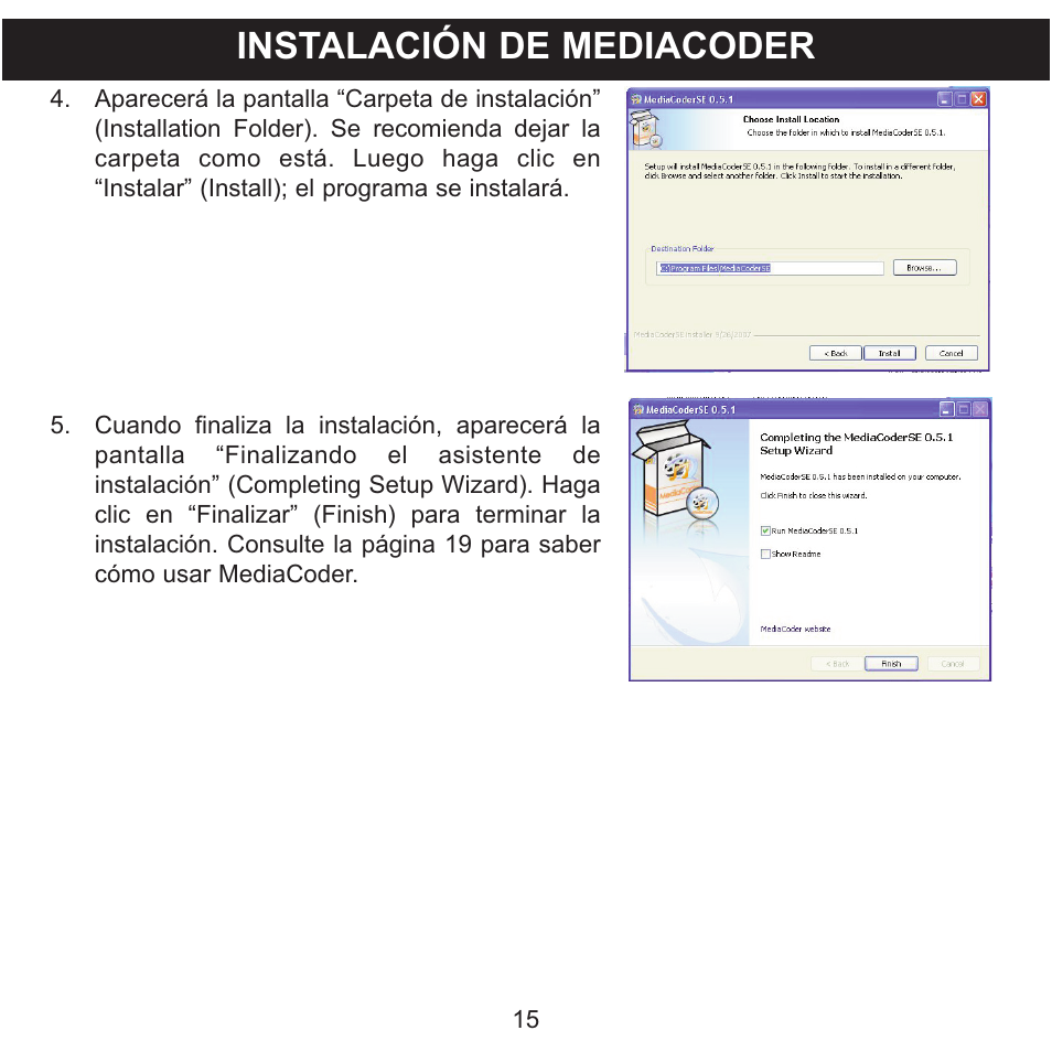Instalación de mediacoder | Memorex MMP9008 User Manual | Page 86 / 142