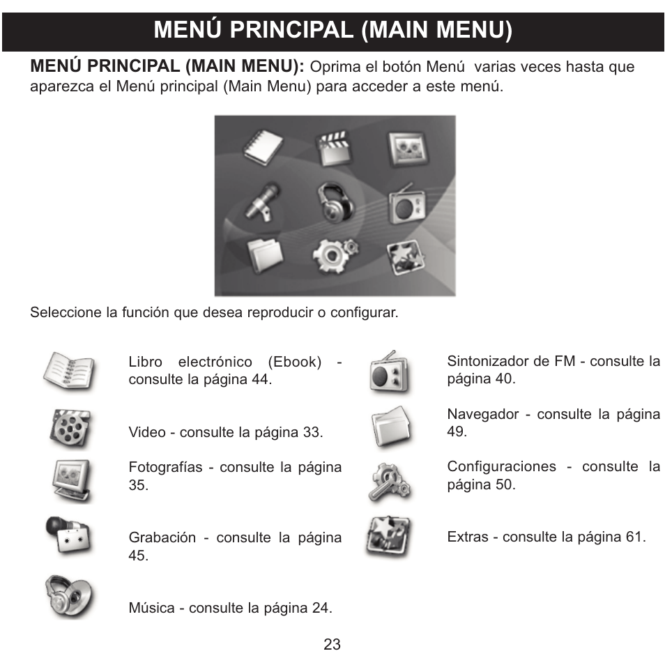 Menú principal (main menu) | Memorex MMP9008 User Manual | Page 94 / 142
