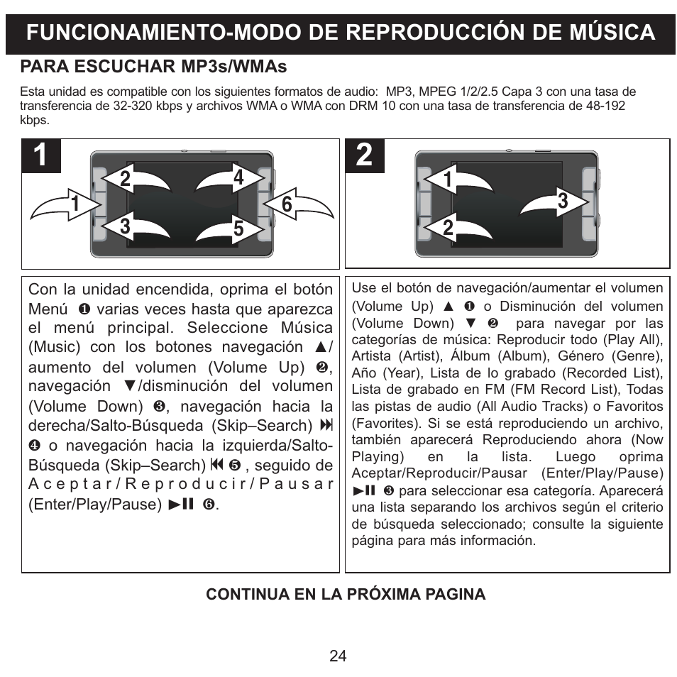 Funcionamiento-modo de reproducción de música | Memorex MMP9008 User Manual | Page 95 / 142