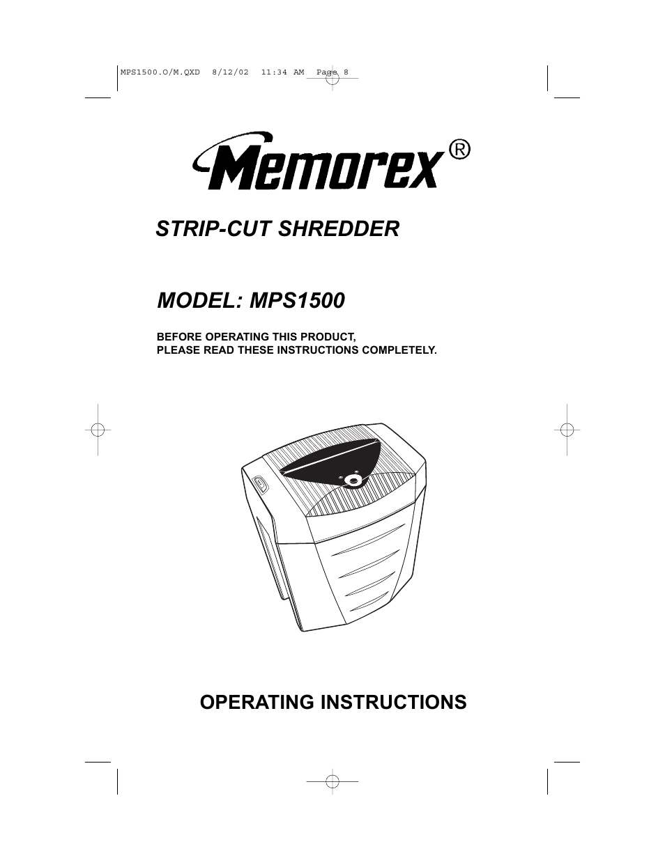 Memorex MPS1500 User Manual | 8 pages