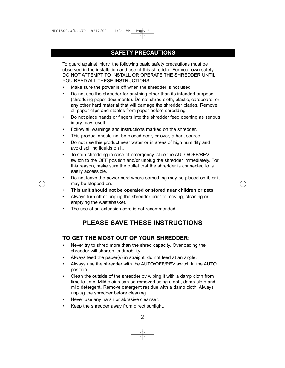 Please save these instructions | Memorex MPS1500 User Manual | Page 3 / 8