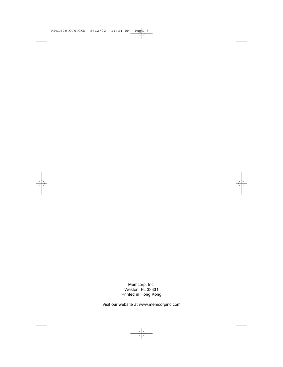 Memorex MPS1500 User Manual | Page 8 / 8