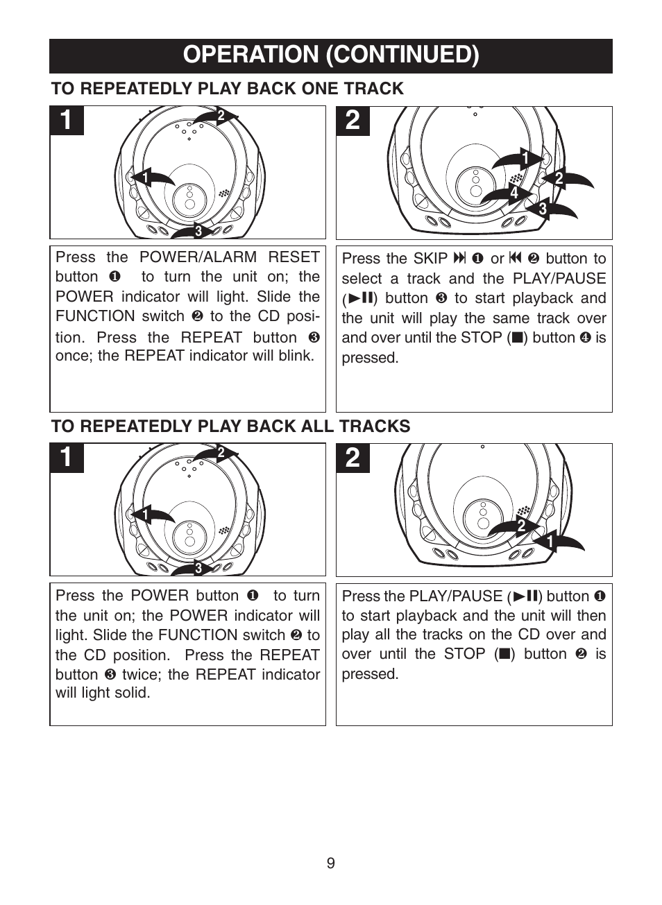 Operation (continued) | Memorex MC2863 User Manual | Page 10 / 19