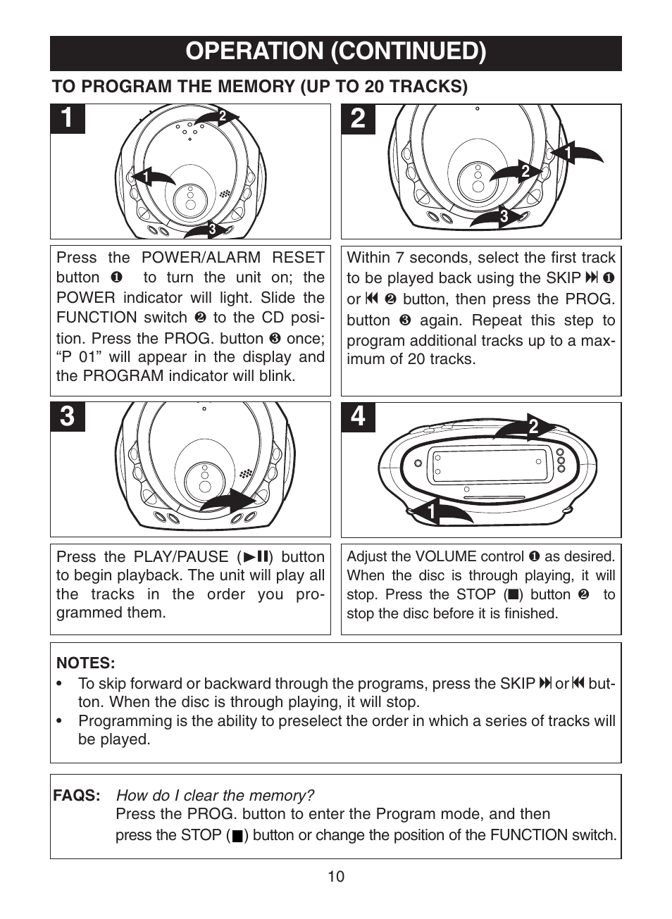 Operation (continued) | Memorex MC2863 User Manual | Page 11 / 19