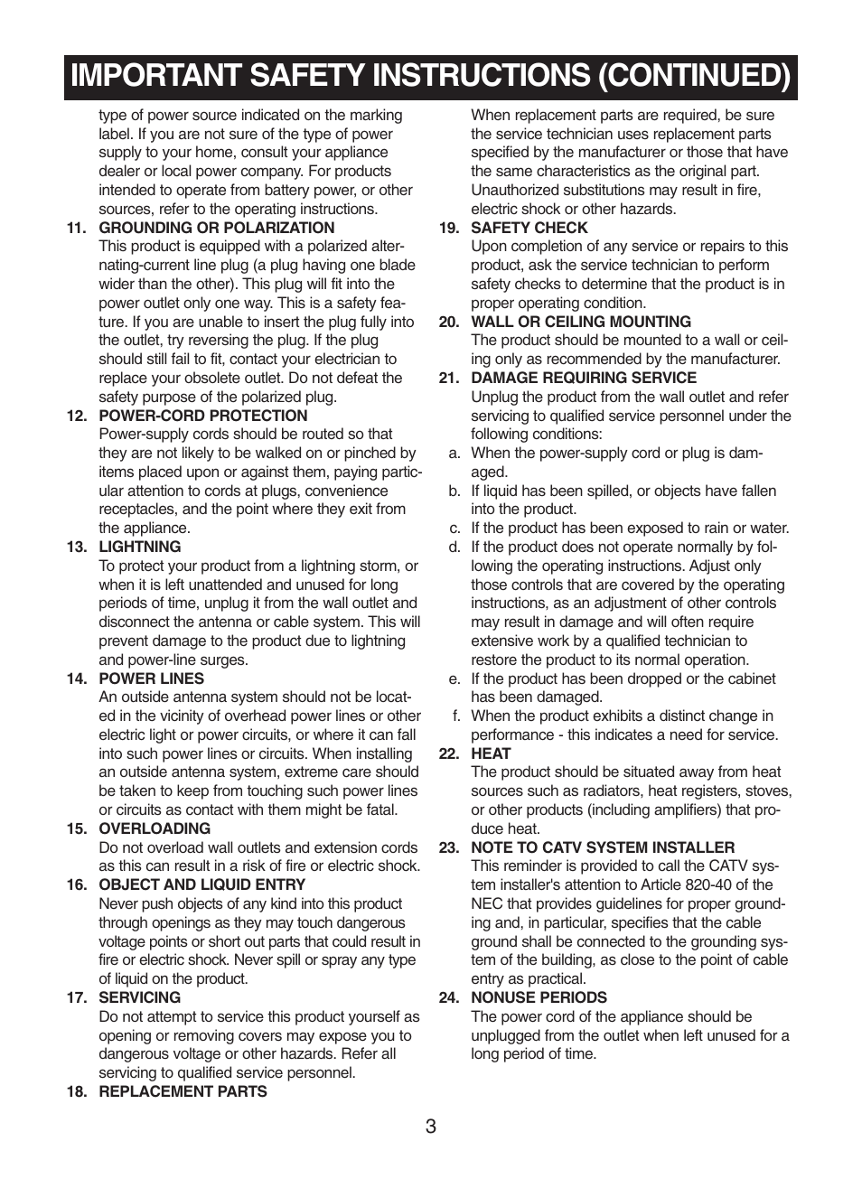 Important safety instructions (continued) | Memorex MC2863 User Manual | Page 4 / 19