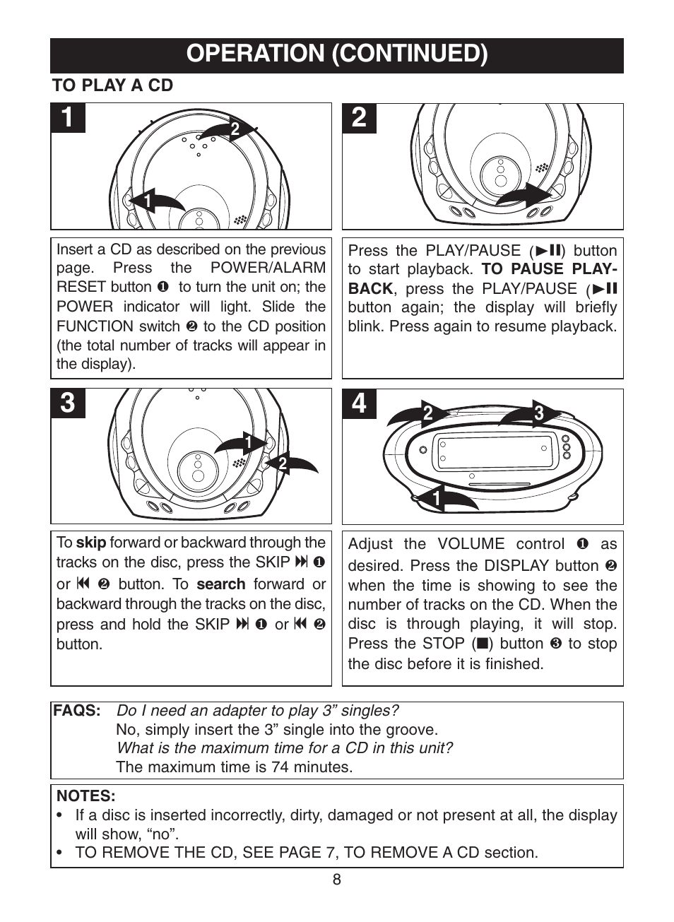 Operation (continued) | Memorex MC2863 User Manual | Page 9 / 19