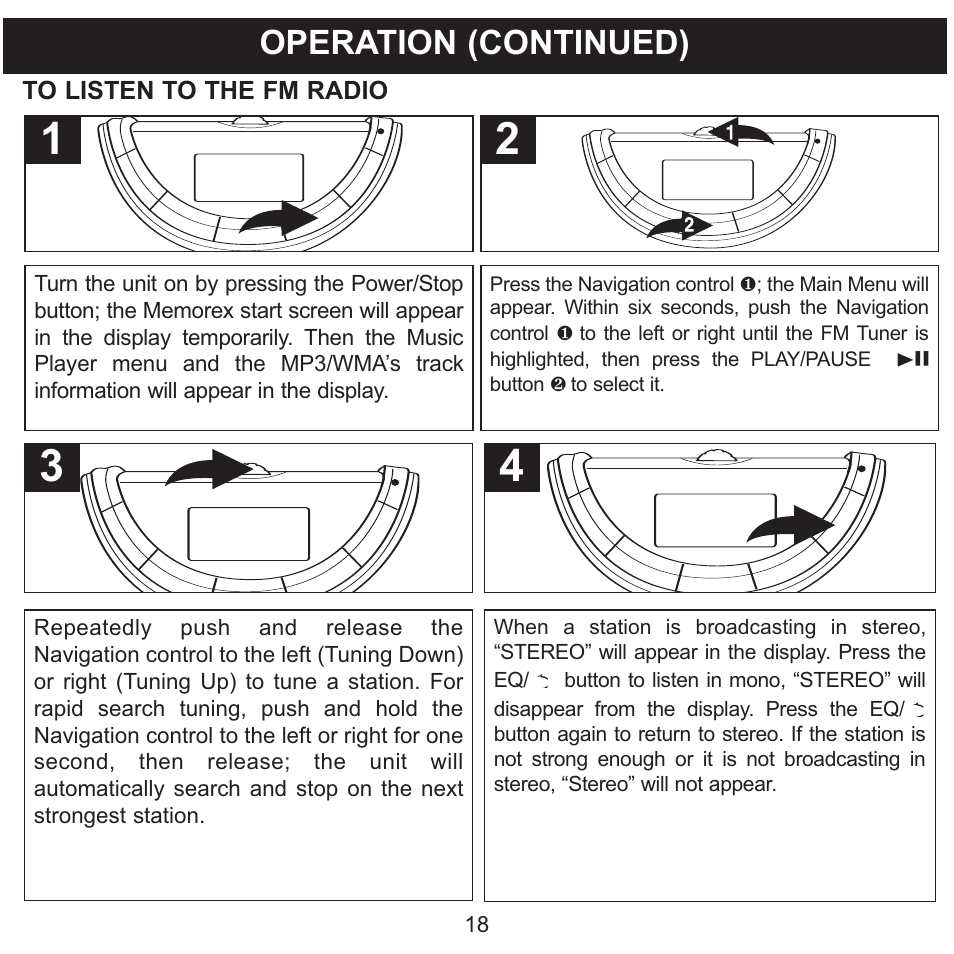 Operation (continued) | Memorex MMP8560 User Manual | Page 19 / 41