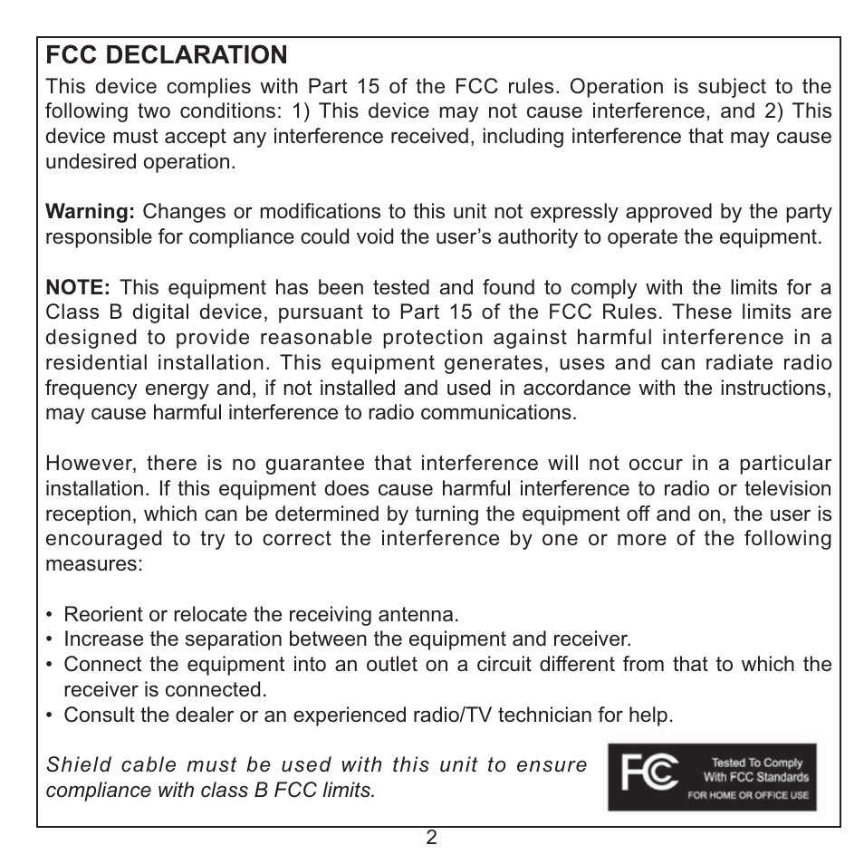 Fcc declaration | Memorex MMP8560 User Manual | Page 3 / 41