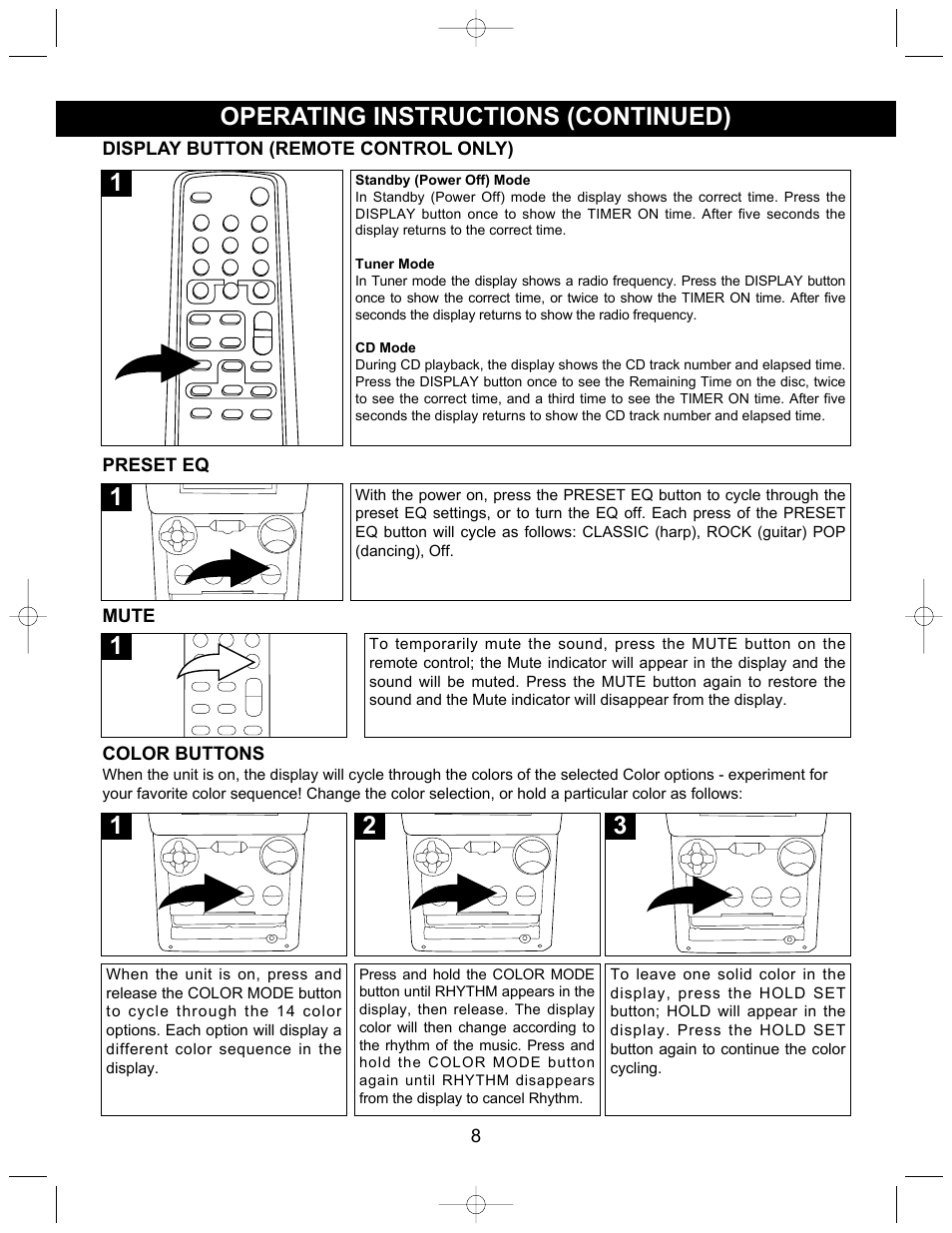 Operating instructions (continued) | Memorex MX4302 User Manual | Page 9 / 21