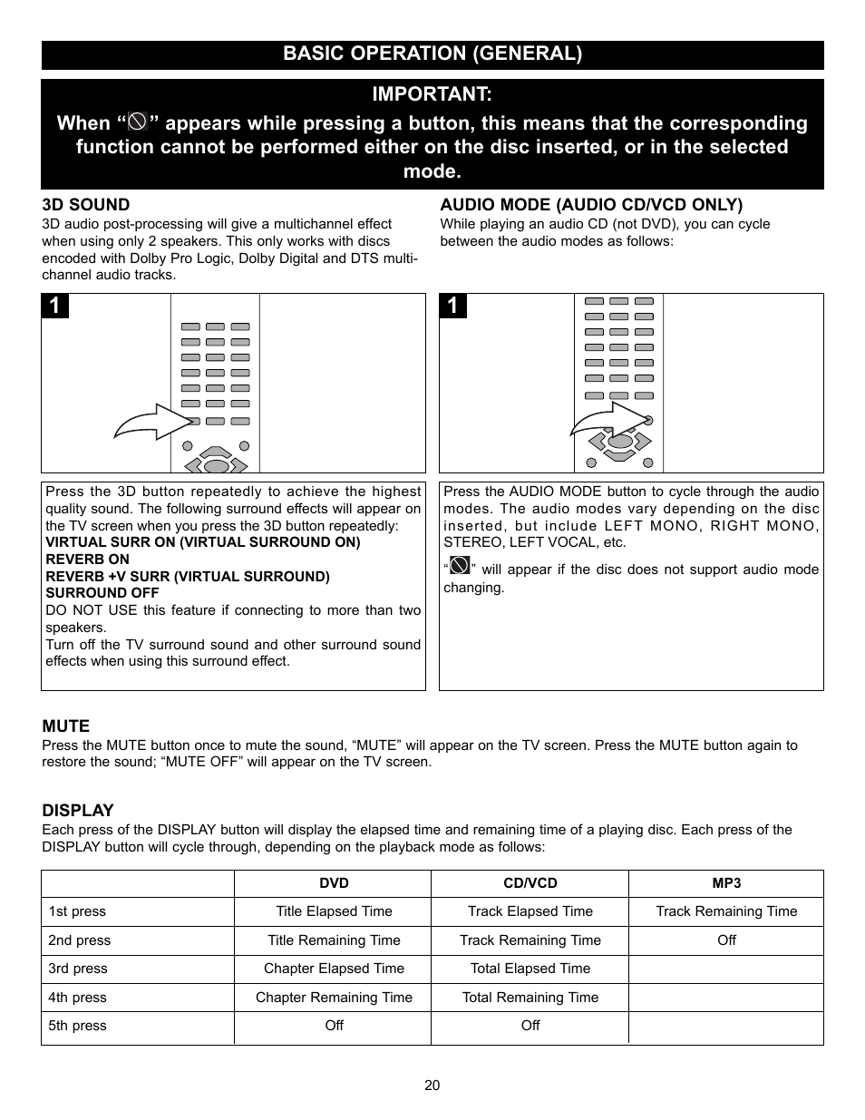 Basic operation (general) | Memorex MVD2029 User Manual | Page 21 / 36