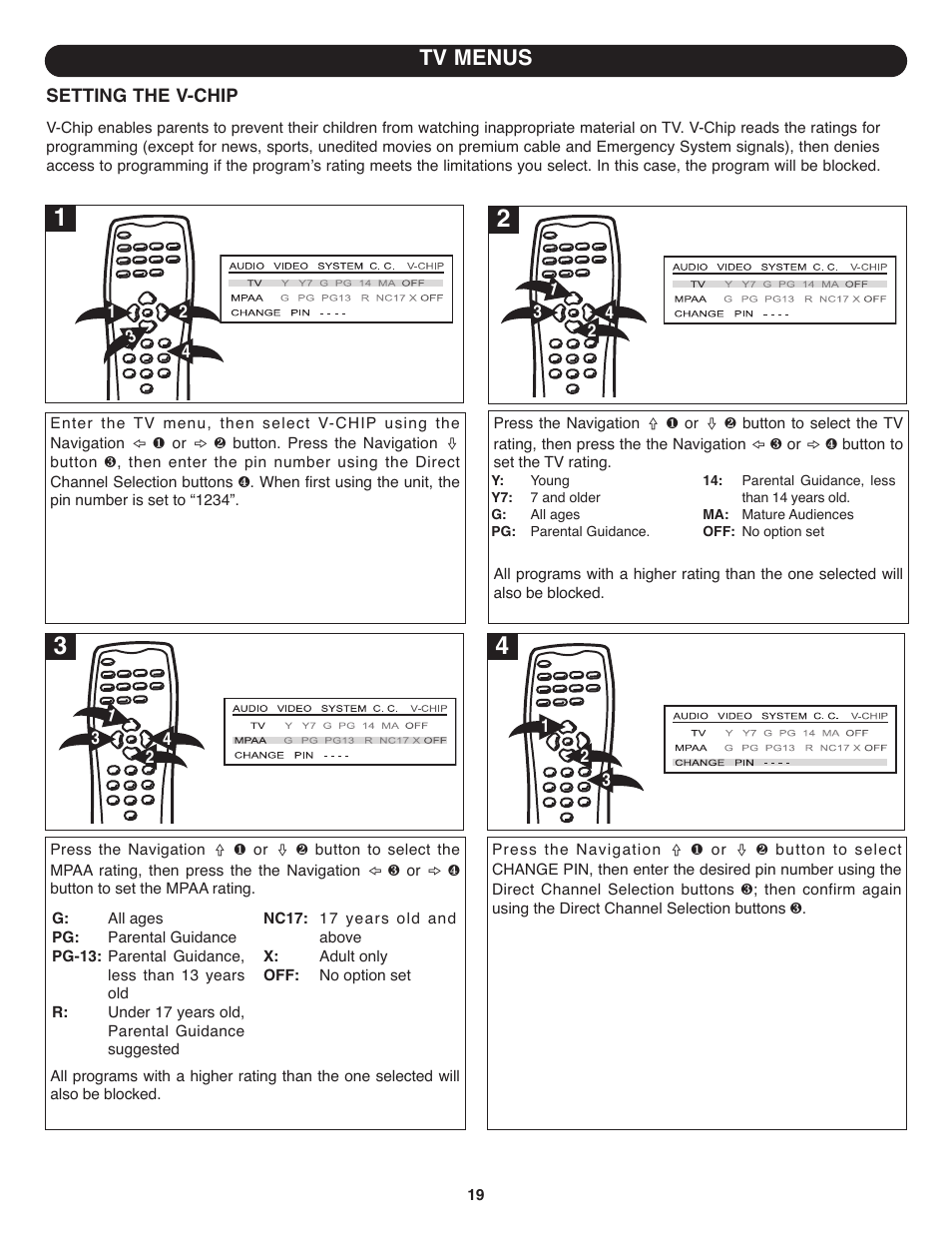 Tv menus | Memorex MT1701 User Manual | Page 20 / 33