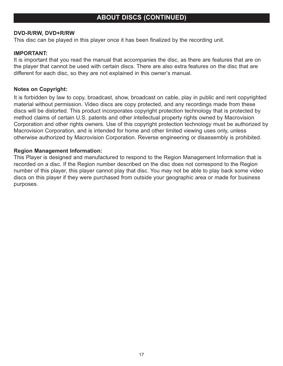 Memorex Digital Video Disc Player User Manual | Page 17 / 86