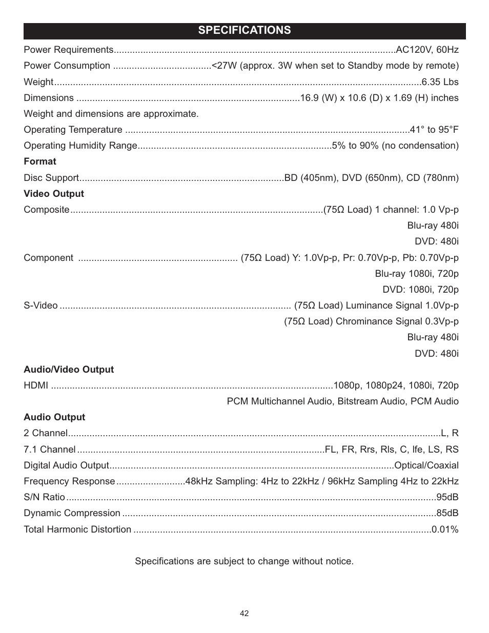 Memorex Digital Video Disc Player User Manual | Page 42 / 86