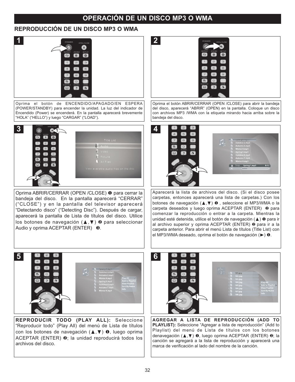 Operación de un disco mp3 o wma, Reproducción de un disco mp3 o wma | Memorex Digital Video Disc Player User Manual | Page 75 / 86