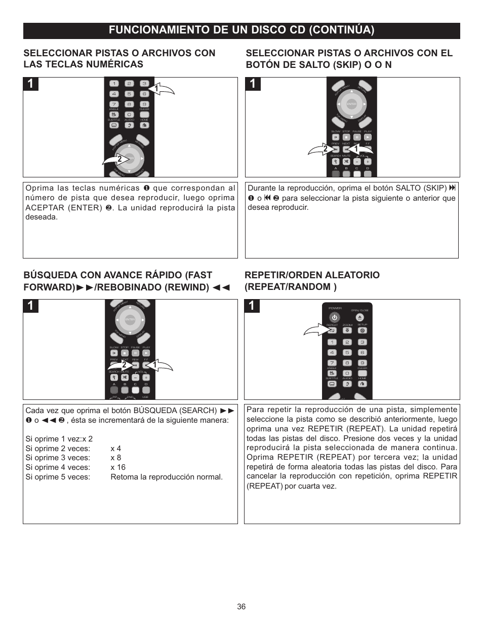 Funcionamiento de un disco cd (continúa) | Memorex Digital Video Disc Player User Manual | Page 79 / 86