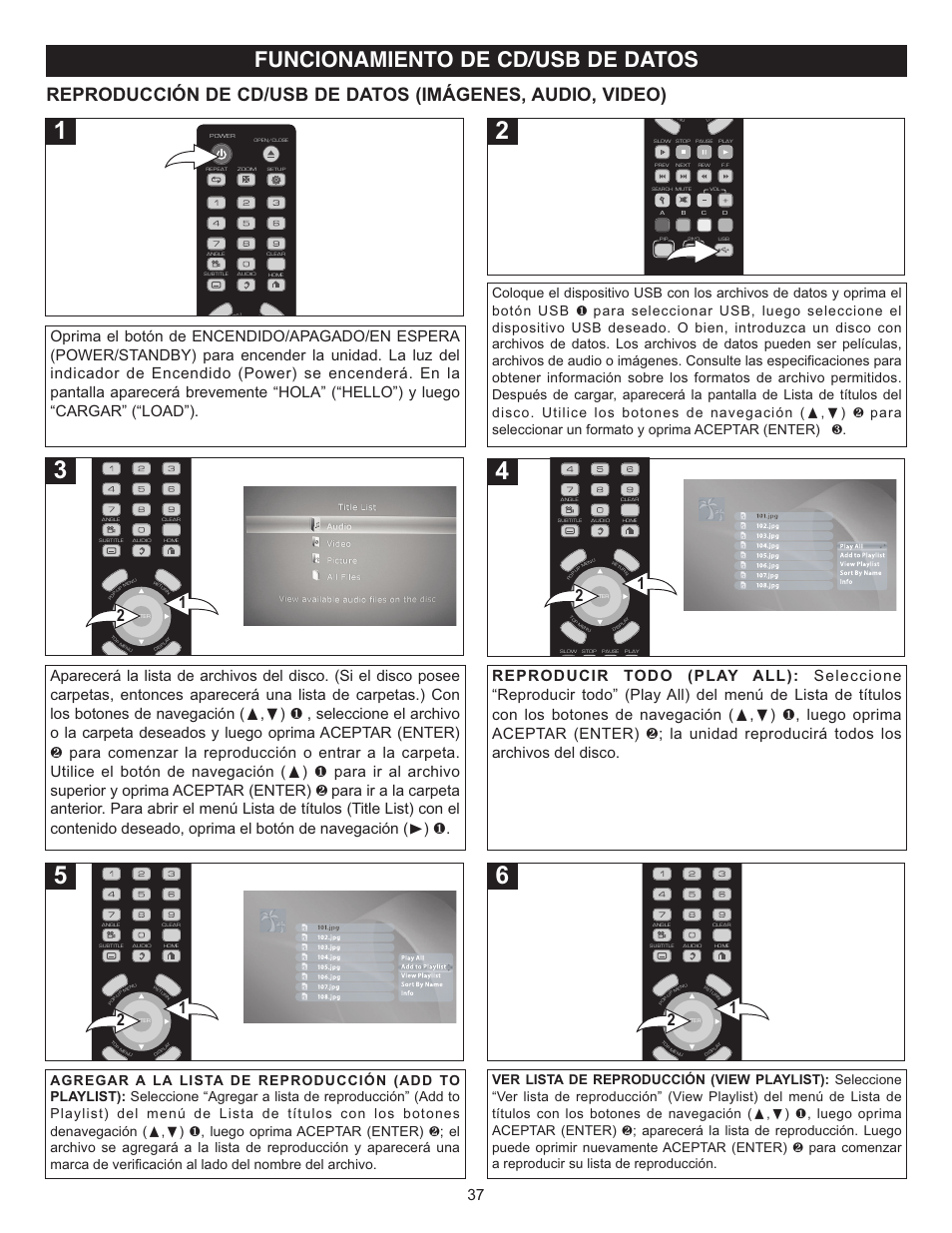 Funcionamiento de cd/usb de datos | Memorex Digital Video Disc Player User Manual | Page 80 / 86