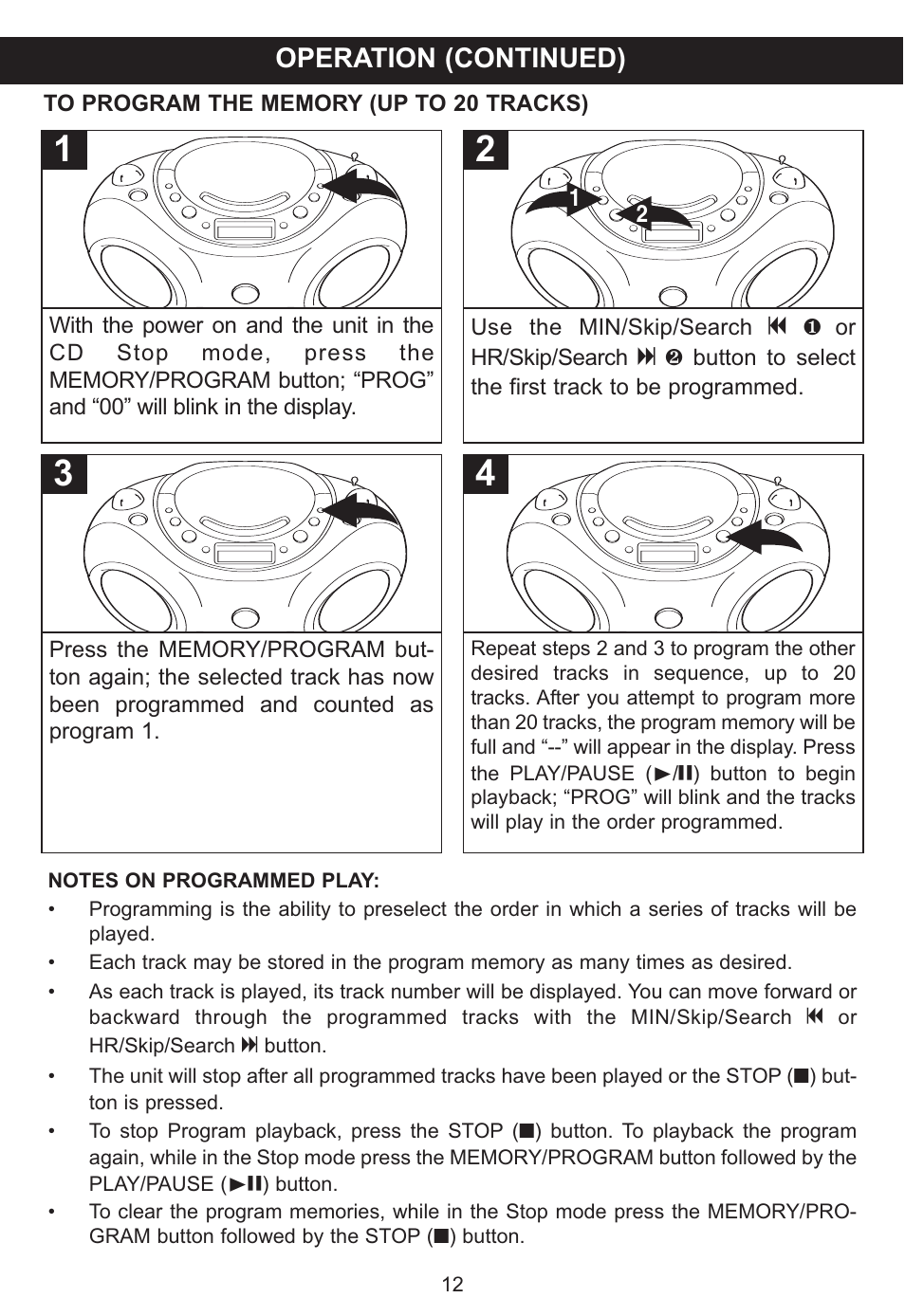 Operation (continued) | Memorex MP3851SP User Manual | Page 13 / 36
