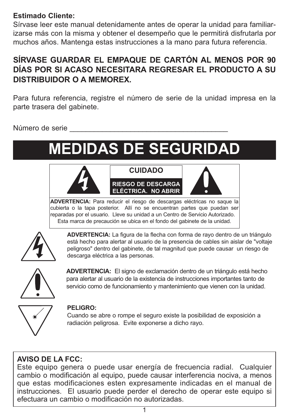 Medidas de seguridad | Memorex MP3851SP User Manual | Page 20 / 36