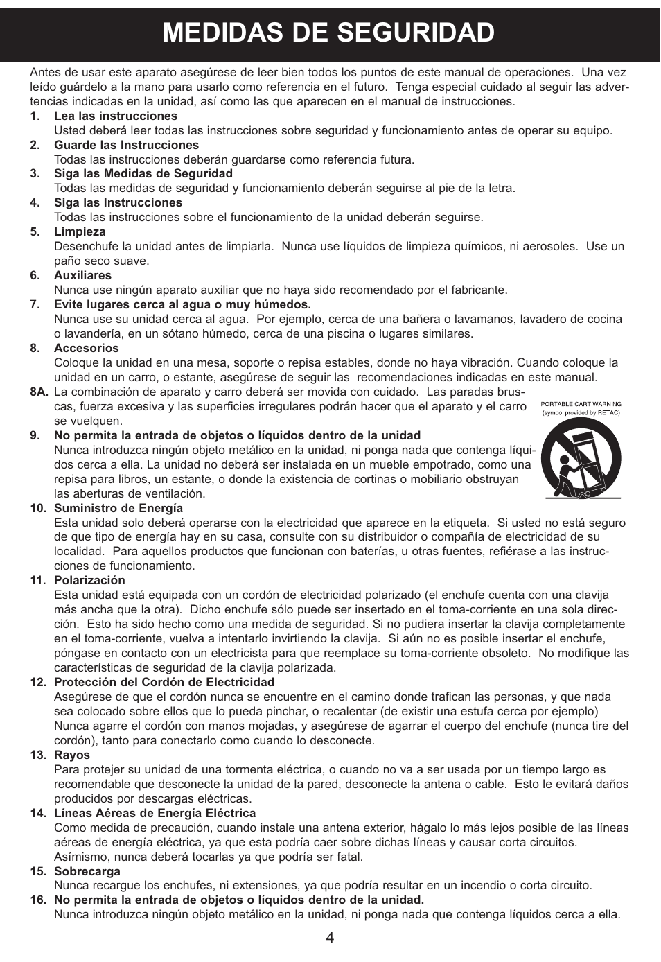 Medidas de seguridad | Memorex MP3851SP User Manual | Page 23 / 36