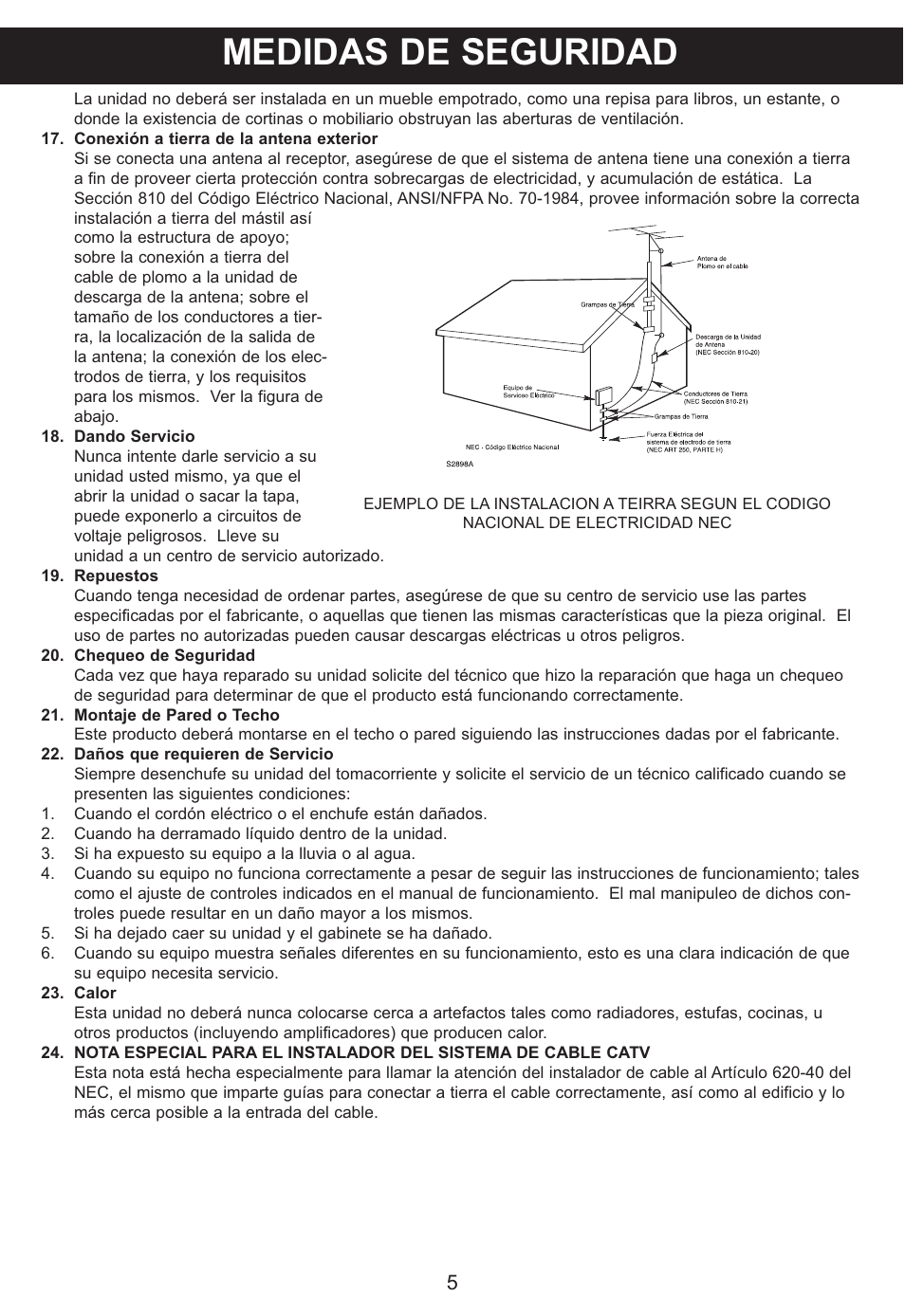 Medidas de seguridad | Memorex MP3851SP User Manual | Page 24 / 36