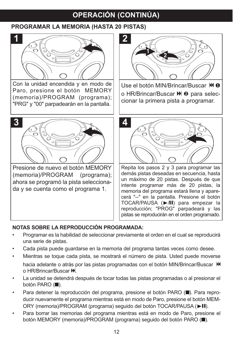 Operación (continúa) | Memorex MP3851SP User Manual | Page 31 / 36