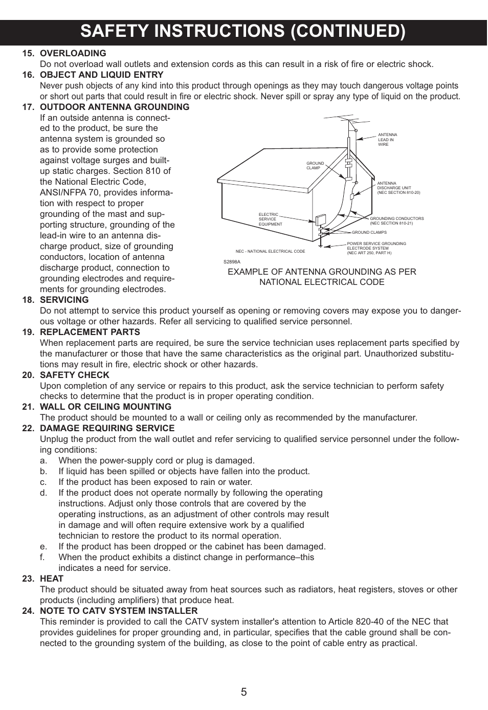 Safety instructions (continued) | Memorex MP3851SP User Manual | Page 6 / 36