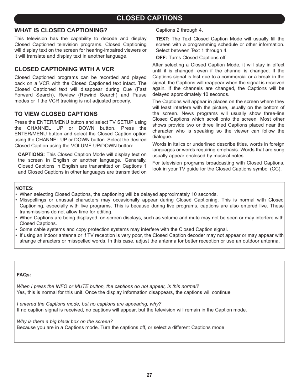 Closed captions | Memorex MLT2022 User Manual | Page 28 / 37