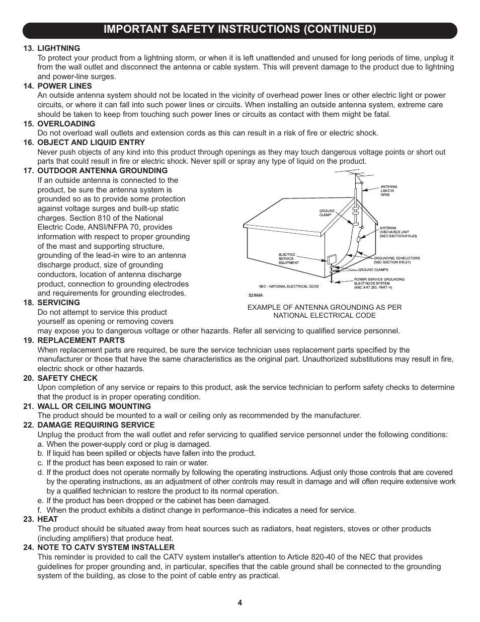 Important safety instructions (continued) | Memorex MLT2022 User Manual | Page 5 / 37