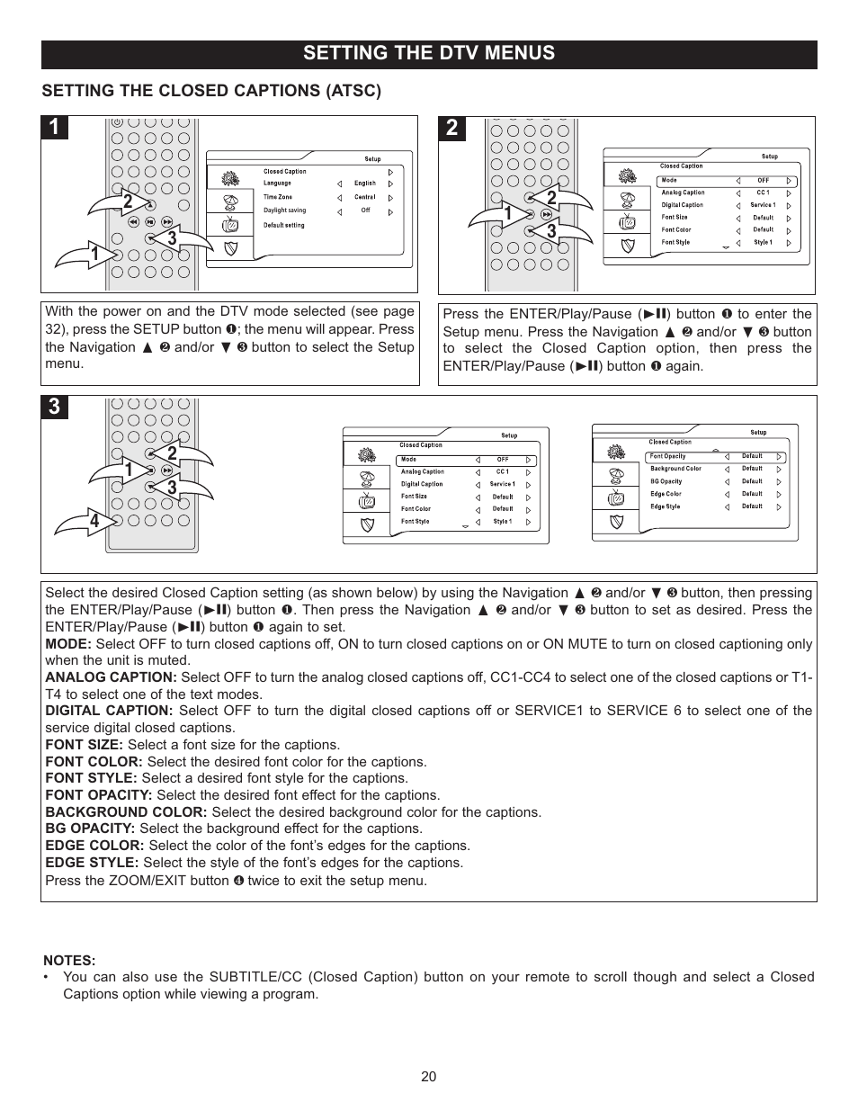 Setting the dtv menus | Memorex MVUC821 User Manual | Page 21 / 59