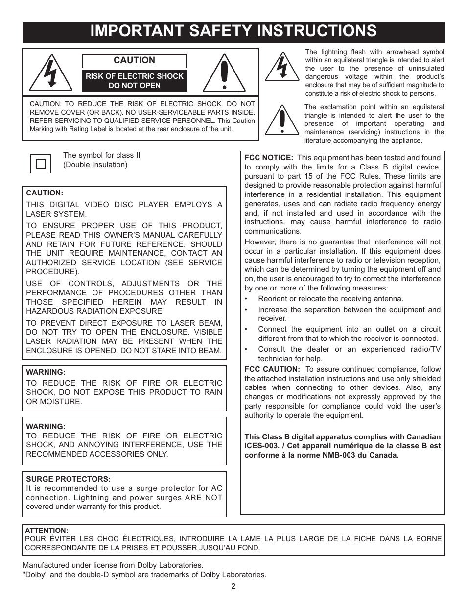 Important safety instructions | Memorex MVUC821 User Manual | Page 3 / 59