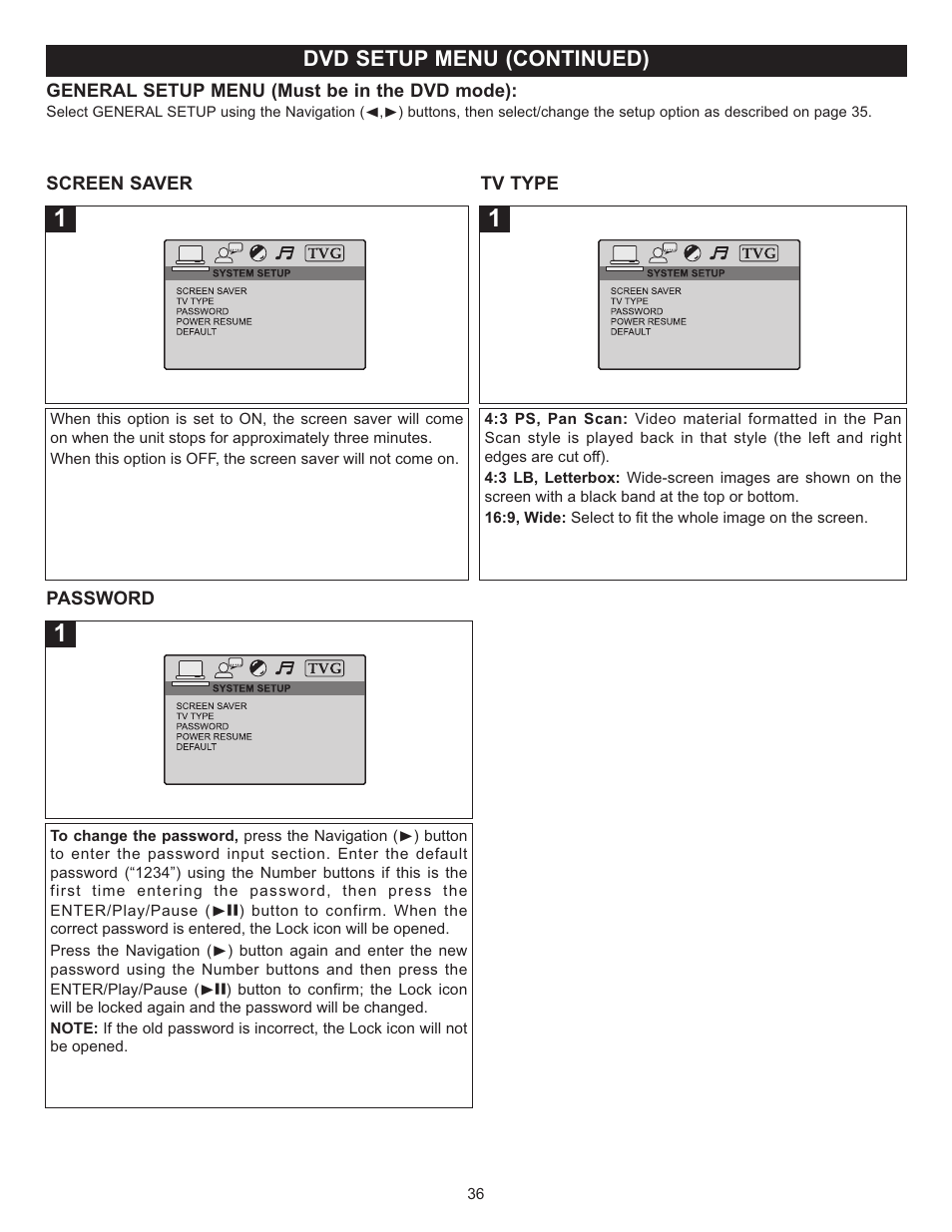 Dvd setup menu (continued) | Memorex MVUC821 User Manual | Page 37 / 59