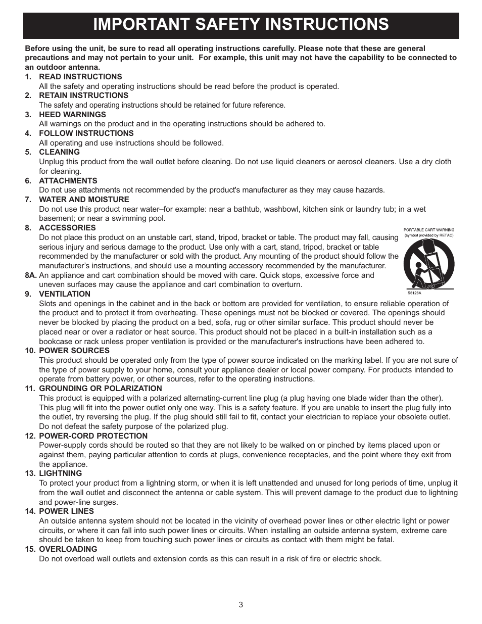 Important safety instructions | Memorex MVUC821 User Manual | Page 4 / 59