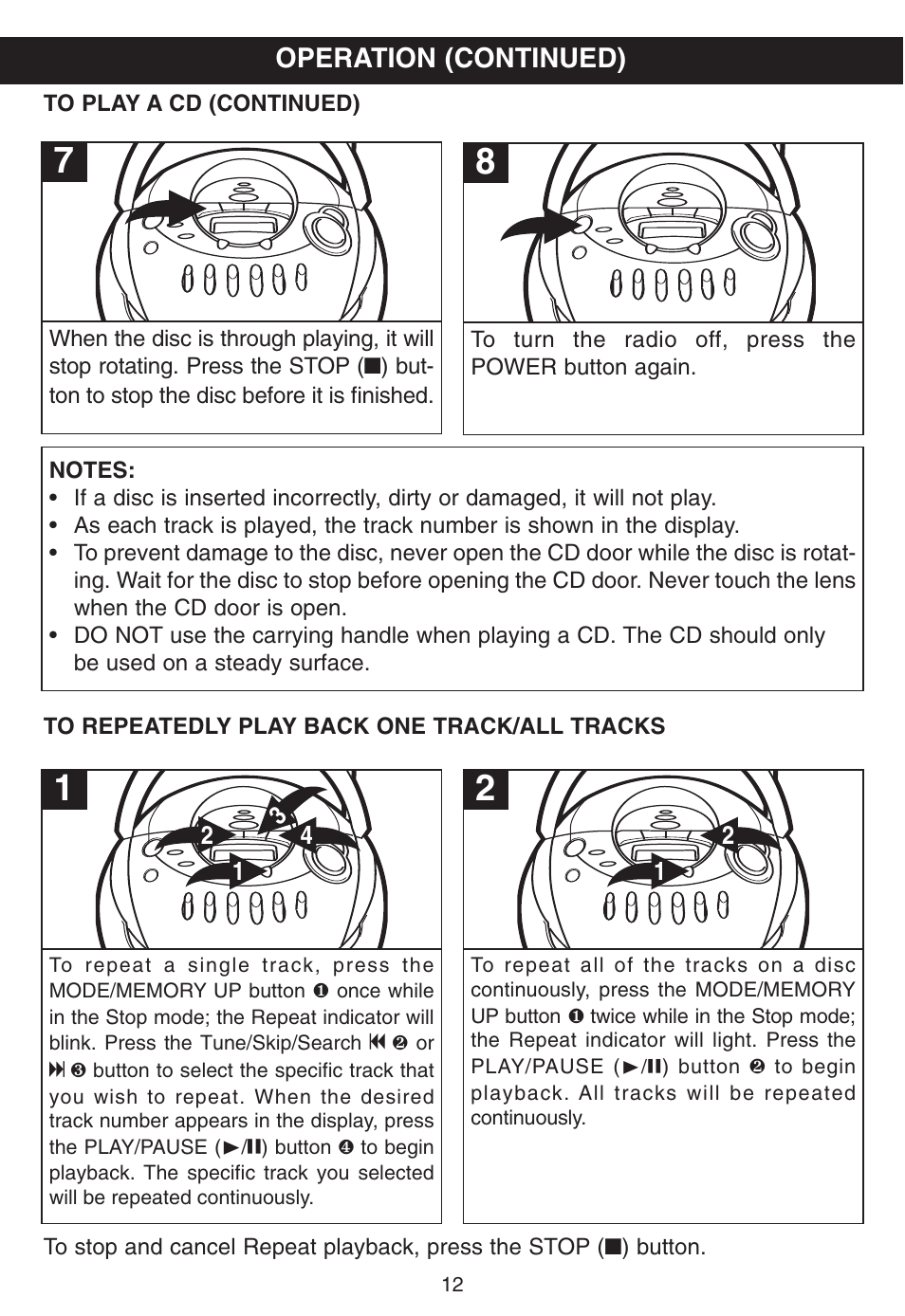 Operation (continued) | Memorex MP3225 User Manual | Page 13 / 24