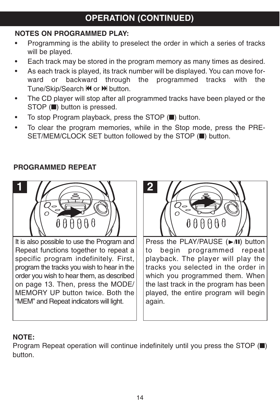 Operation (continued) | Memorex MP3225 User Manual | Page 15 / 24