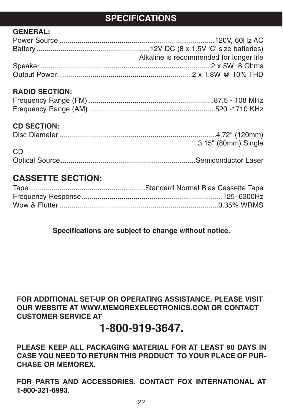 Memorex MP3225 User Manual | Page 23 / 24