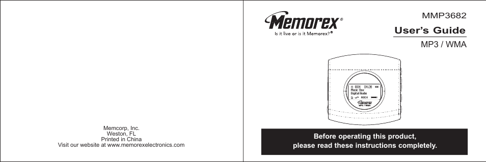 Memorex MMP3682 User Manual | 8 pages