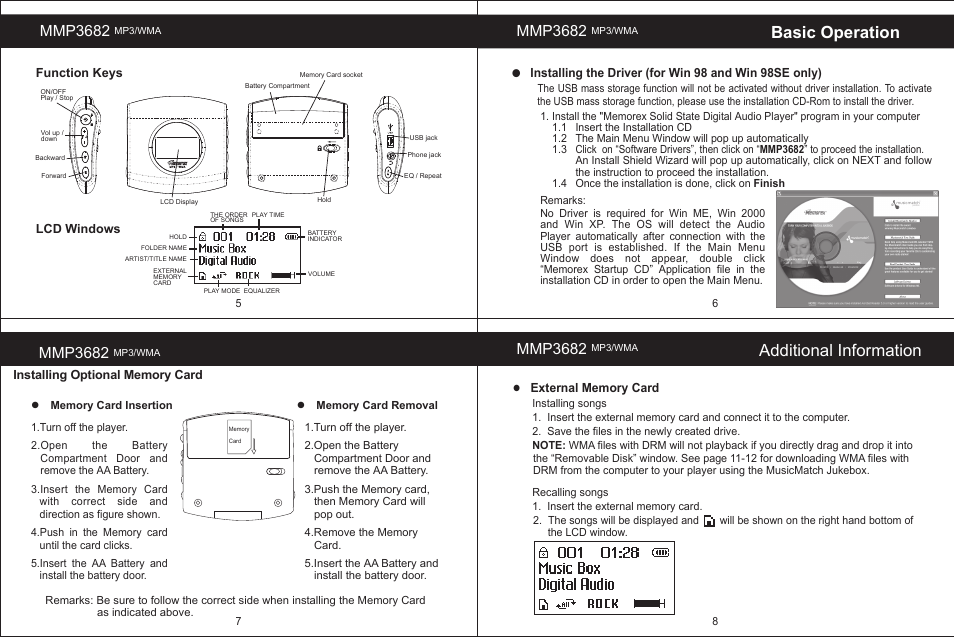 Basic operation, Additional information, Mmp3682 | Memorex MMP3682 User Manual | Page 3 / 8