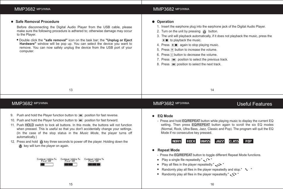 Useful features, Mmp3682 | Memorex MMP3682 User Manual | Page 5 / 8