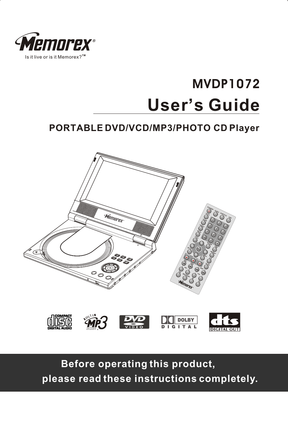 Memorex MVDP1072 User Manual | 52 pages