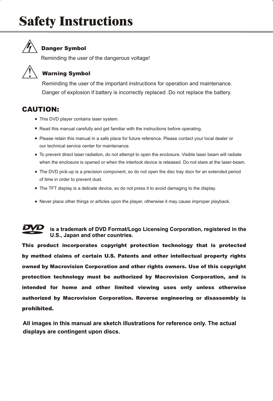 Safety instructions, Caution | Memorex MVDP1072 User Manual | Page 3 / 52
