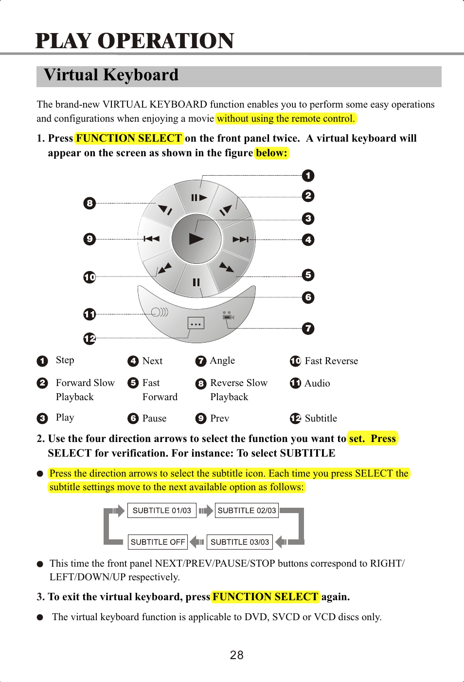 Play operation, Virtual keyboard | Memorex MVDP1072 User Manual | Page 33 / 52