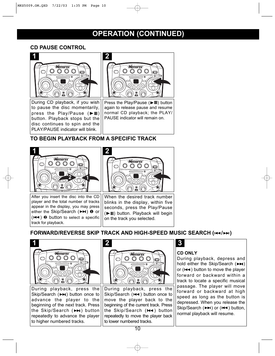 Operation (continued) | Memorex MB2186A User Manual | Page 11 / 24