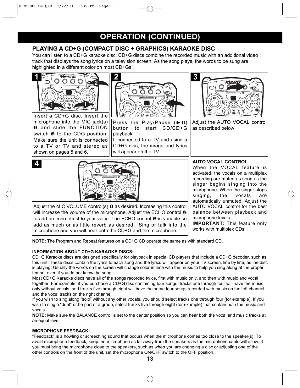 Operation (continued) | Memorex MB2186A User Manual | Page 14 / 24