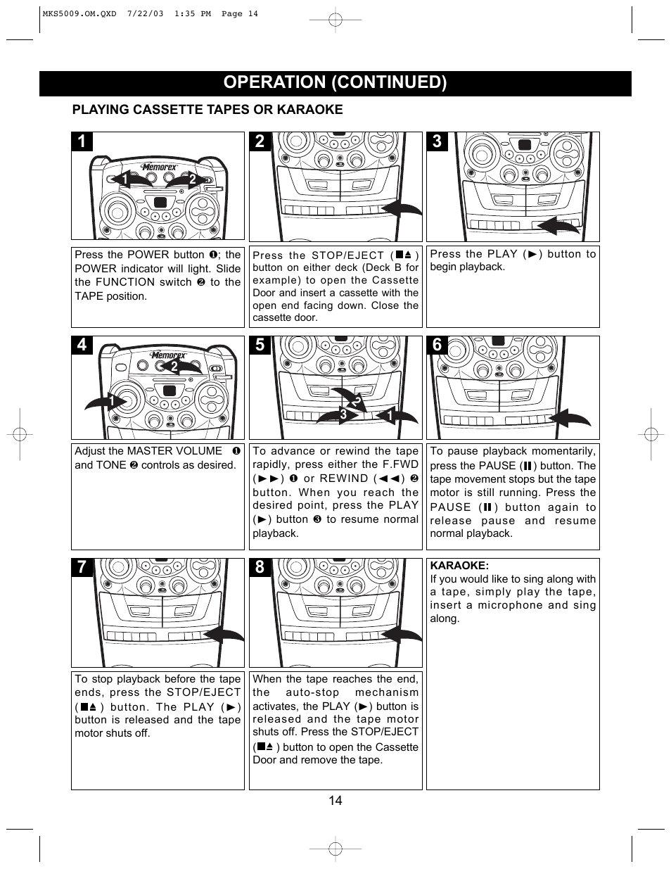 Operation (continued) | Memorex MB2186A User Manual | Page 15 / 24