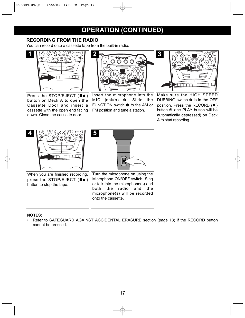 5operation (continued) | Memorex MB2186A User Manual | Page 18 / 24