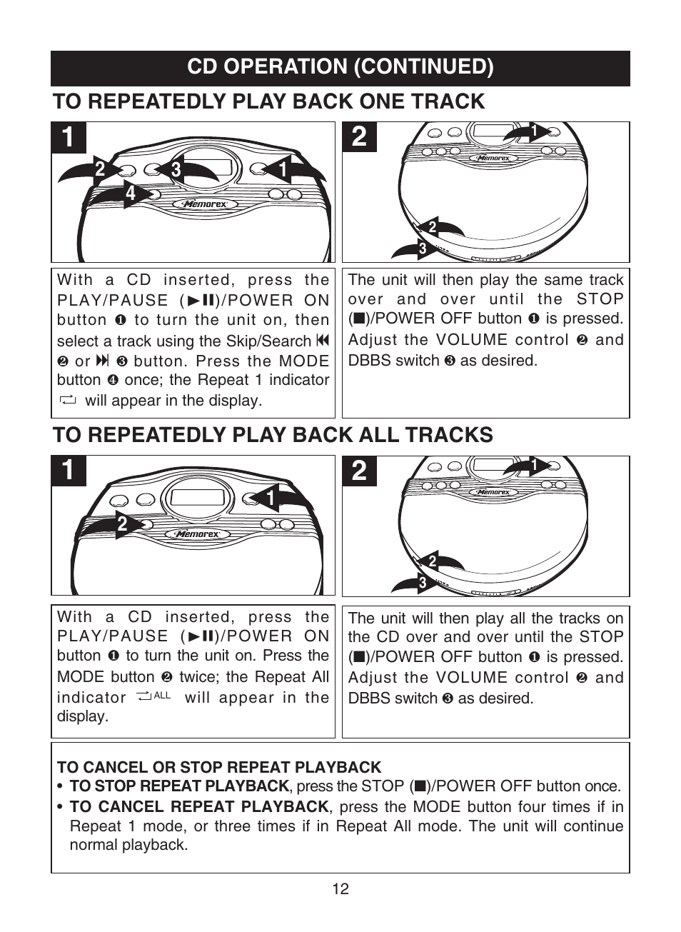 Cd operation (continued) | Memorex MD6882 User Manual | Page 13 / 19