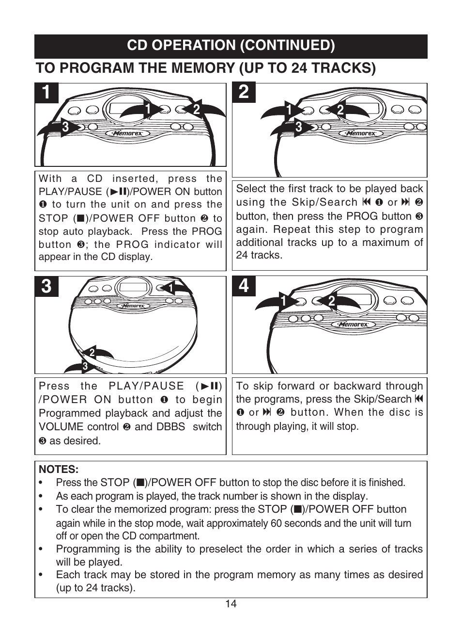 Cd operation (continued) | Memorex MD6882 User Manual | Page 15 / 19