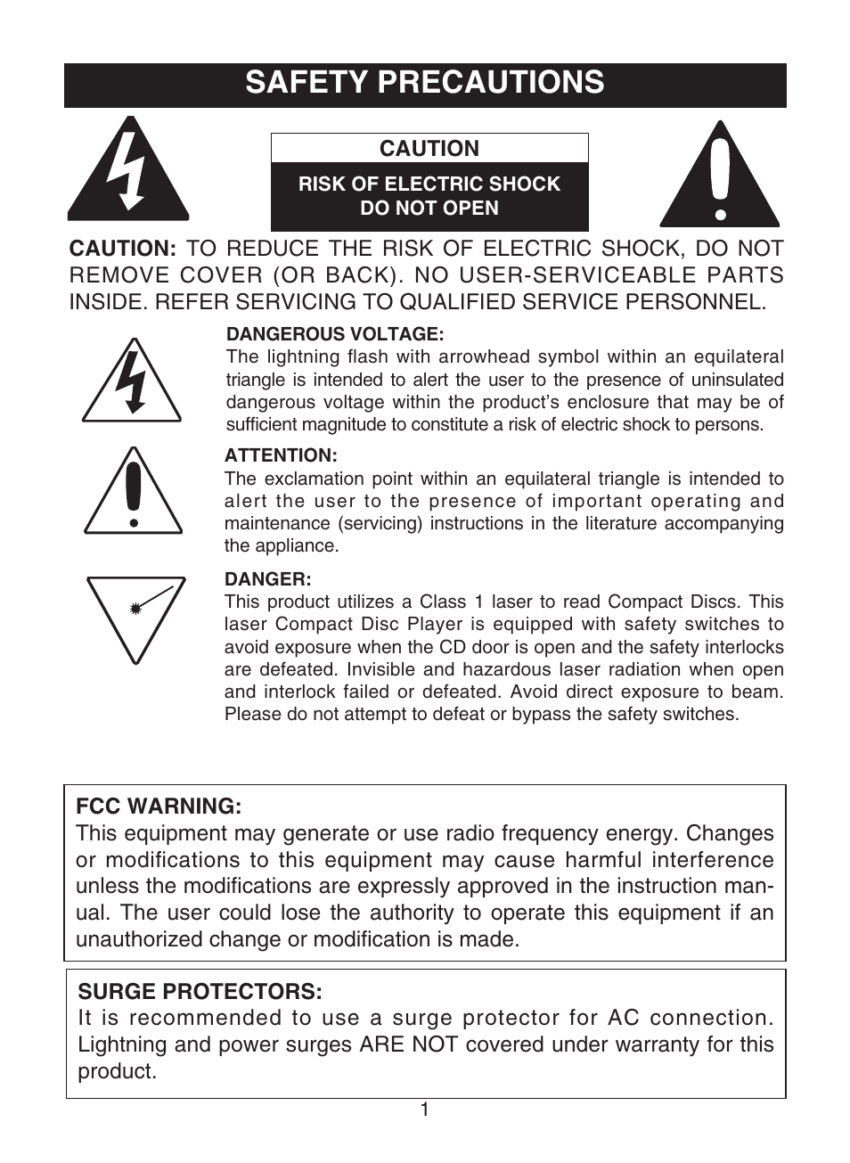 Safety precautions | Memorex MD6882 User Manual | Page 2 / 19